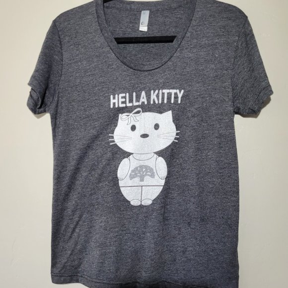 American Apparel Tops - Hella Kitty Womens T-Shirt by American Apparel Gray Size S